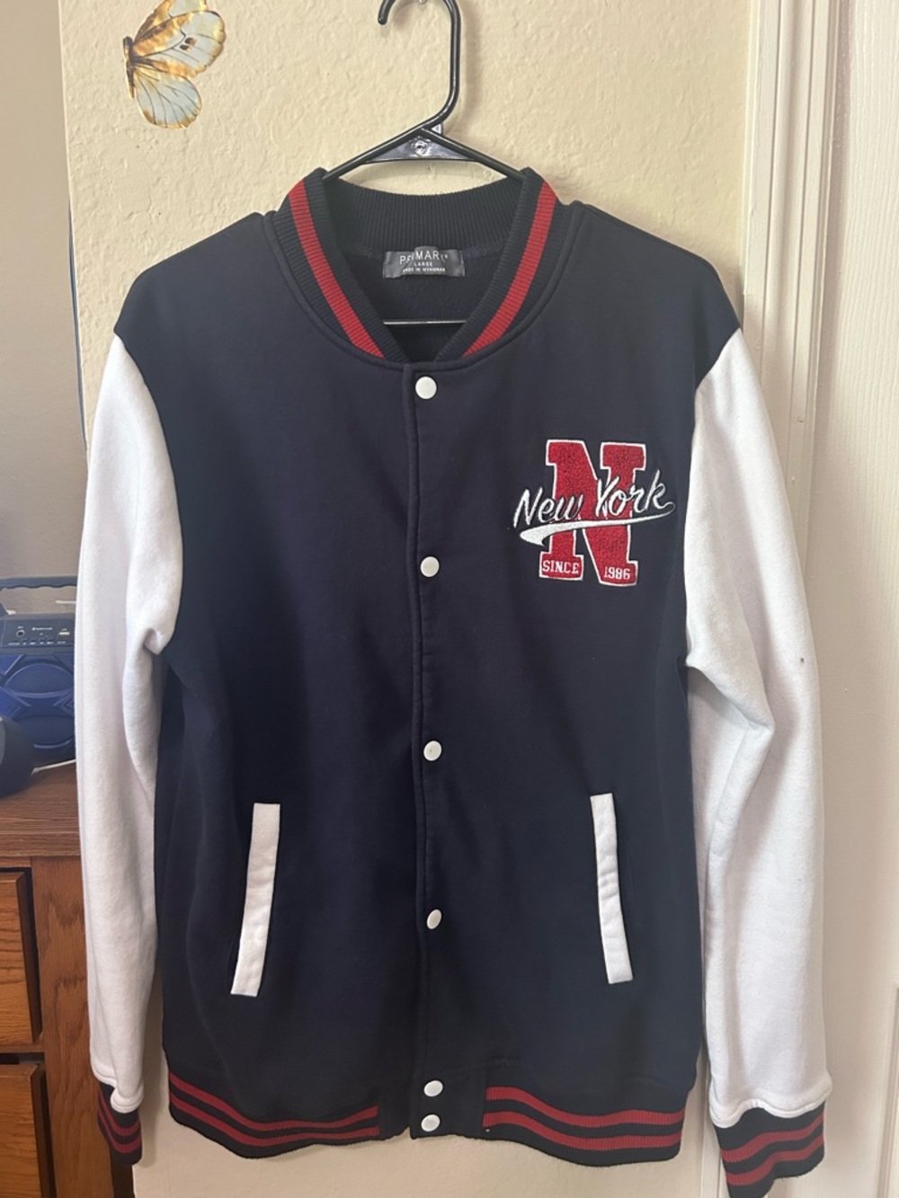 Primark Black, White & Red New York Varsity Bomber Jacket